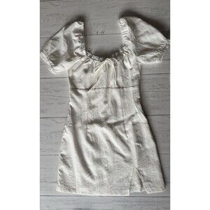 Princess Polly Love Lies Puff Sleeve Lace Trim Lined Mini Dress in White Size 2